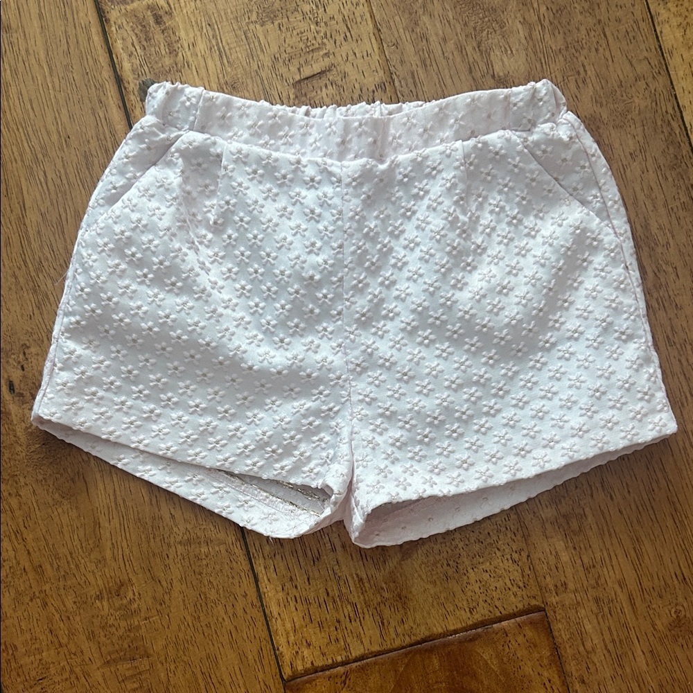 Light Pink Eyelet Baby Shorts - Lightweight Summer Style